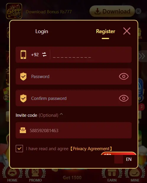 How to Login & Register Your Account on 6PPP Game in Pakistan?