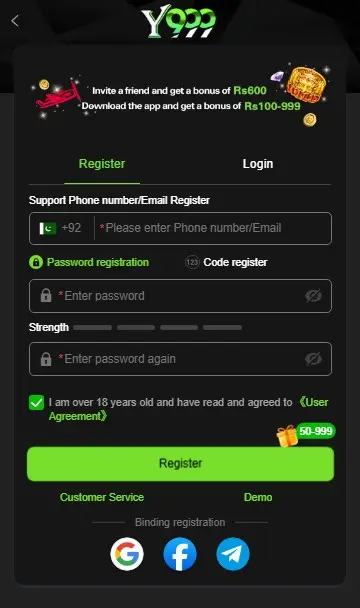 How to Login & Register Your Account on Y999 Game in Pakistan?